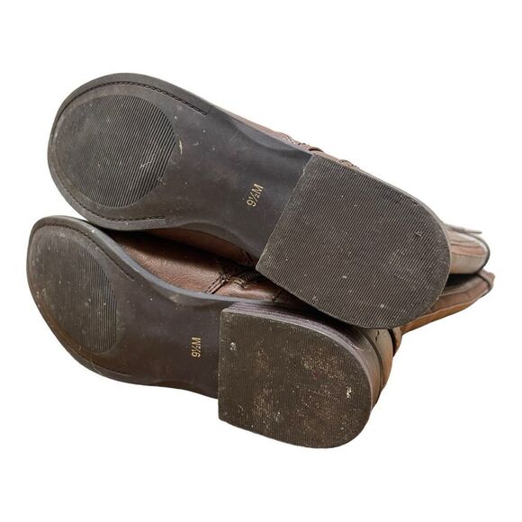 GUESS Knee High Brown Zip-Up Faux Leather Boots Size 9.5 EUC Classic Biker - Picture 5 of 12